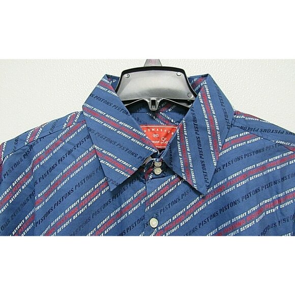 NBA Detroit Pistons Blue Button Up Dress Shirt Long Sleeve by Headmaster size L - Picture 3 of 10